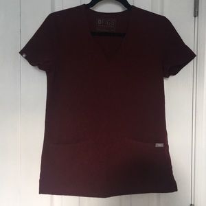 FIGS Two Pocket Scrub Top Burgundy XXS